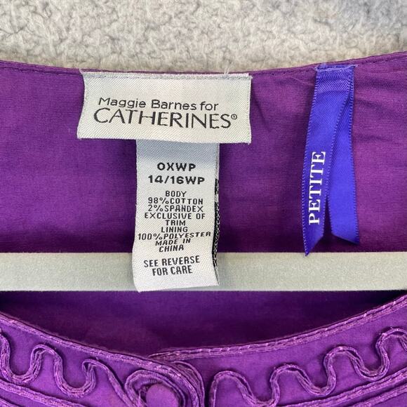 Catherines Maggie Barnes Jacket 14P 16P Artsy Aztec 3/4 Sleeve Lined Purple - Picture 5 of 11
